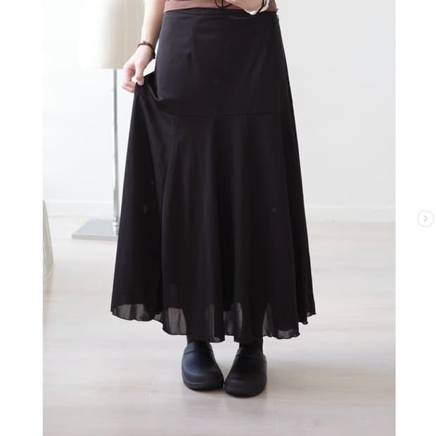 Black minimal fluid drape midi skirt