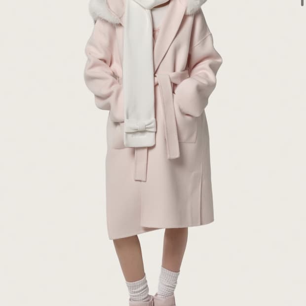 클리시어 베이비 리본 머플러 목도리 화이트