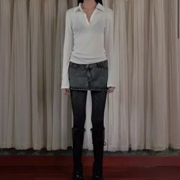 보헤미안서울 크로스오버 스커트 블랙m