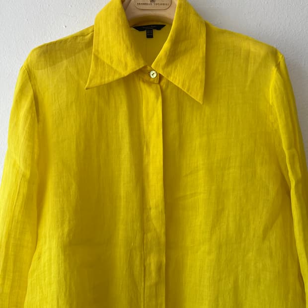 마시모두띠 여성 옐로우 린넨셔츠 긴팔셔츠