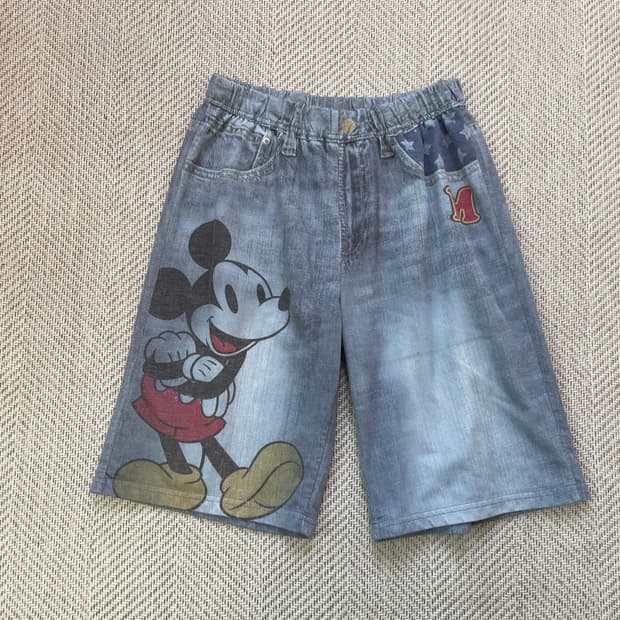 빈티지 미키마우스 데님 그래픽 쇼츠 
