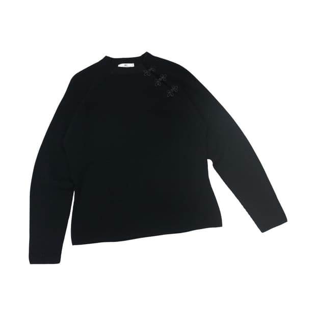 리컬렉션 울 100% 오리엔탈 플라워 매듭 니트