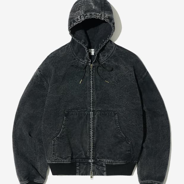 파르티멘토 VTG 워시드 워크 후드 집업 블랙 M사이즈