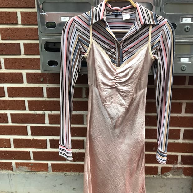 줄무늬 셔츠,슬립 원피스