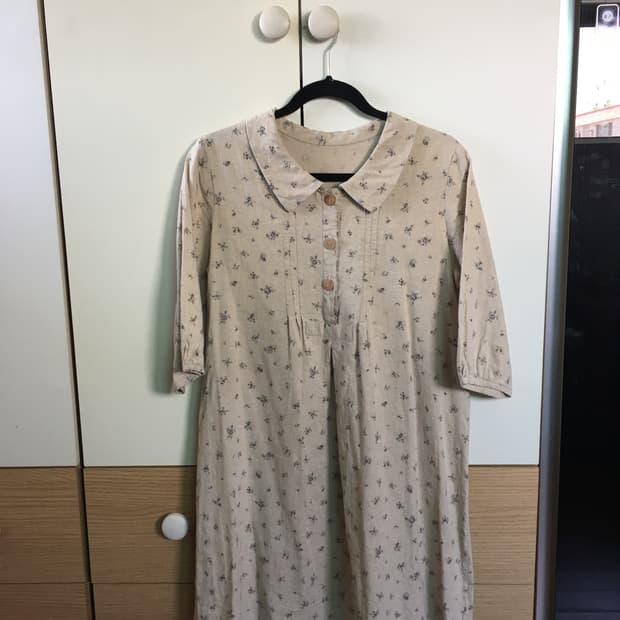 빈티지 카라 단추 원피스