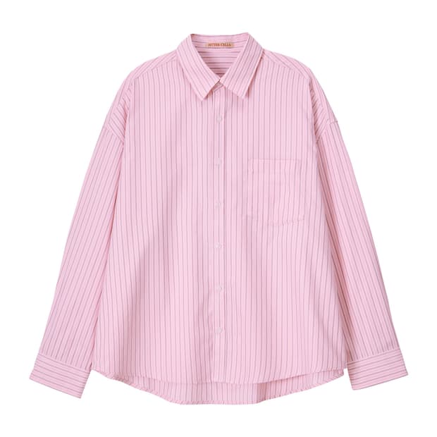 Oversized Sasha stripe shirt-pink