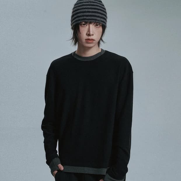 Moo 엠오오 소프트 레이어드 롱슬리브 블랙 M