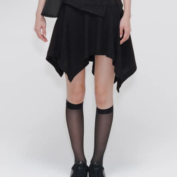 Unbalanced flow mini skirt BLACK