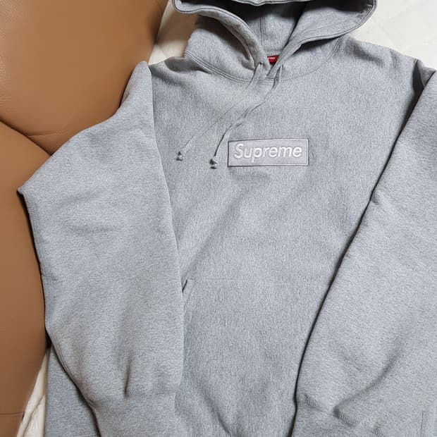 슈프림 박스로고 후드 티셔츠 그레이 24FW