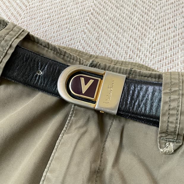 발렌티노 골드 버클 레더 벨트