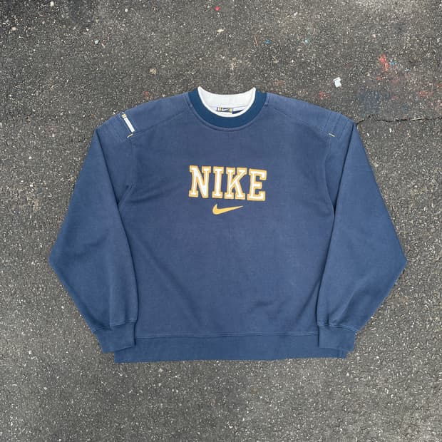 90s 나이키 올드스쿨 빅로고 자수 맨투맨 오버핏 스웻셔츠 L