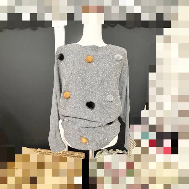 천연 밍크퍼 폼폼이 + 스톤 장식 가오리티 55~66/새거수준