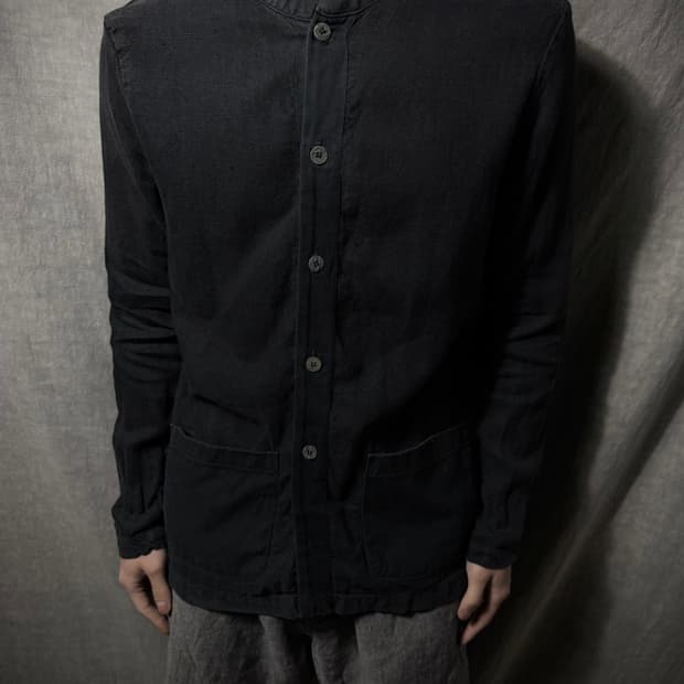 MAVRANYMA Handmade Band Collar Shirt