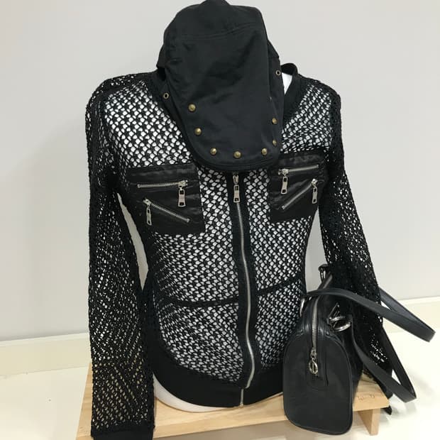 Black grunge zip up jacket