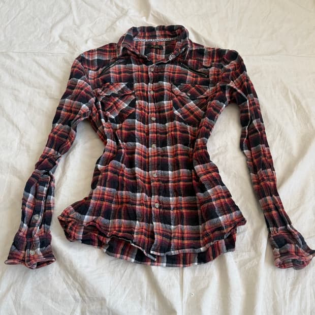 본더치 y2k 너드 체크셔츠