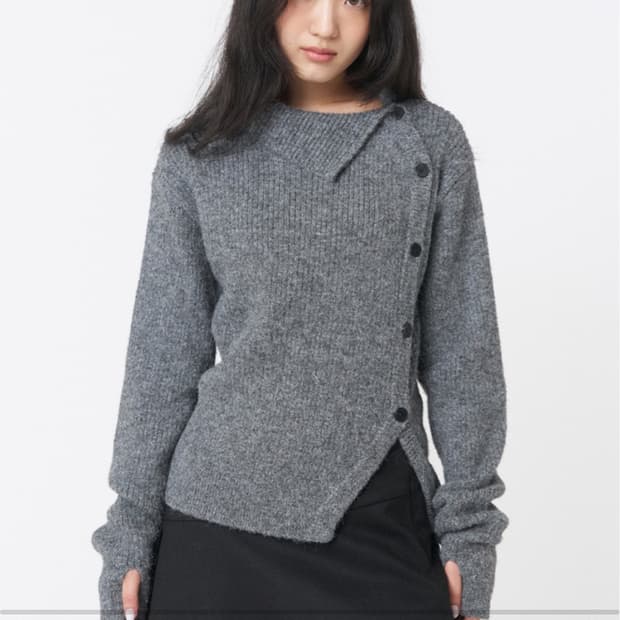 미세키 서울 Side button knit GREY