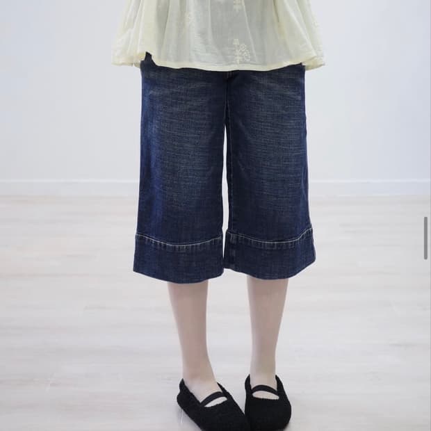데님 카프리 팬츠