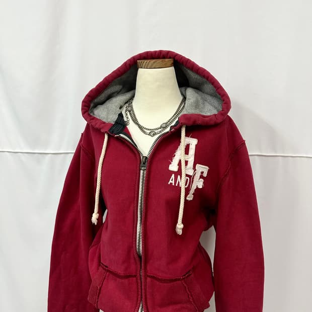 아베크롬비 버건디 후드집업