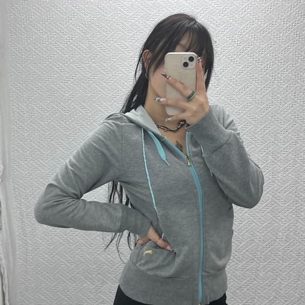 푸마 Y2K 민트배색 드레이프 포켓 후드 집업 S C07768