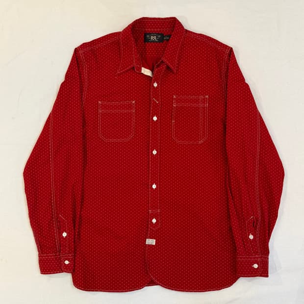 RRL 더블알엘 폴카닷 도트 워크셔츠 레드