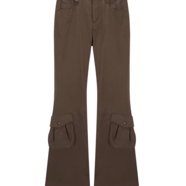 마뗑킴 BOOTS CUT CARGO PANTS IN KHAKI BROWN