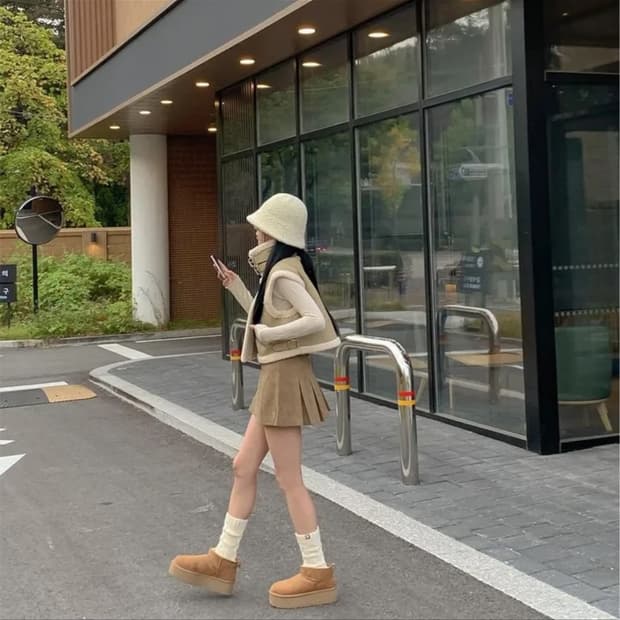 모디무드 코듀로이 골덴 미니 스커트 팬츠 베이지/블랙