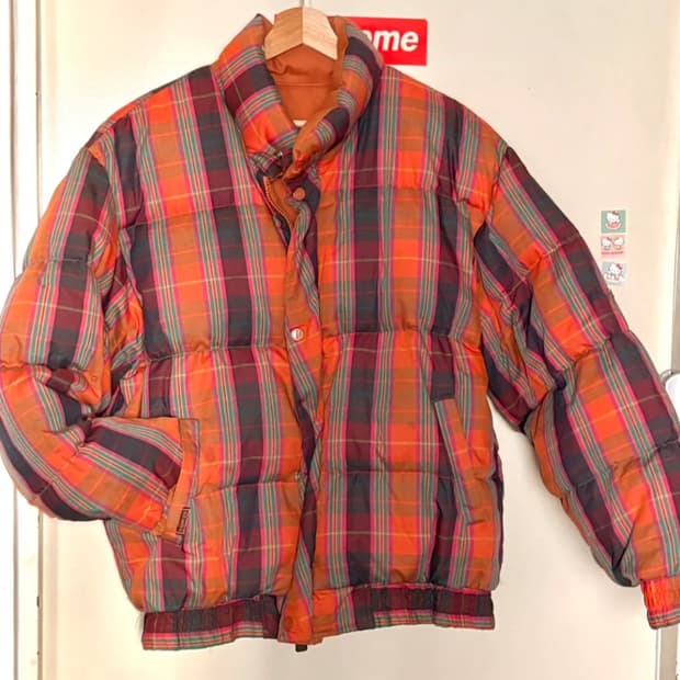 [체크/오렌지] 에드윈 구스다운 패딩 자켓