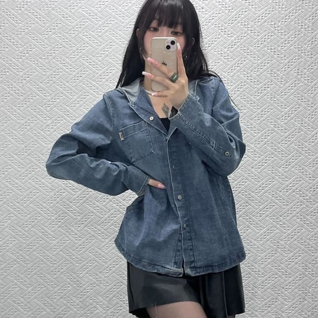 LEE 캐주얼 컨트리 레트로 빈티지 데님 후드 자켓 100 C12507