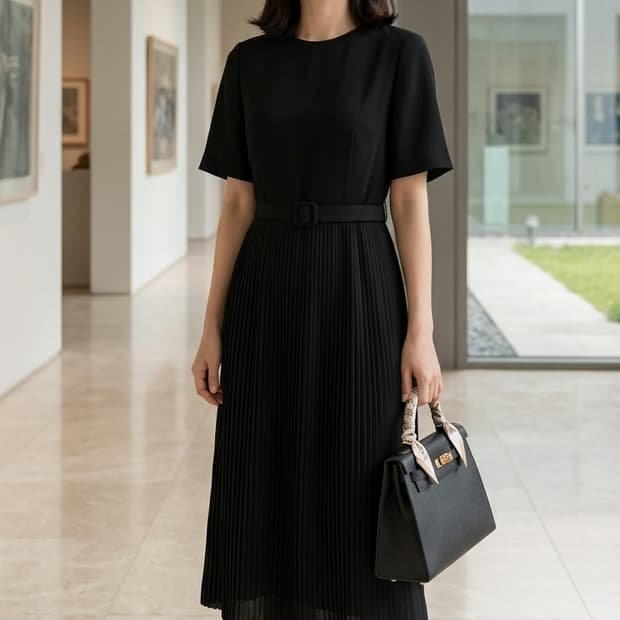 TOKYO SOIR 도쿄 소와르 하이엔드 플리츠 블랙 원피스 (9호)