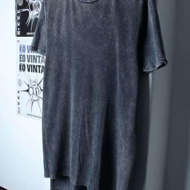 (M-XL) 풀앤베어 반팔 티셔츠 피그먼트 그레이 골지 롱-H30937