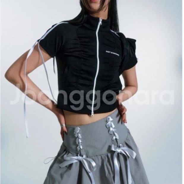 낫노잉 레이스업 나일론 발레 카고 스커트 