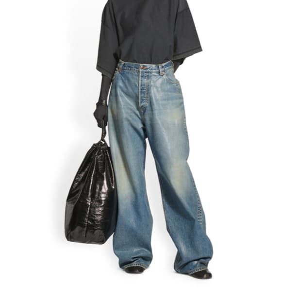 발렌시아가 블루 코팅 라지 배기 소프트 데님 s