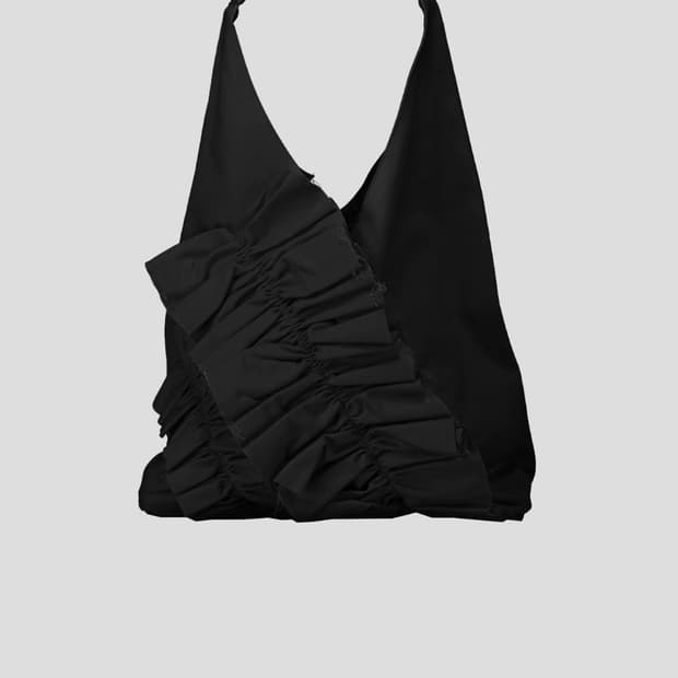 생긴 COTTON ORIGAMI RUFFLE BAG - BLACK