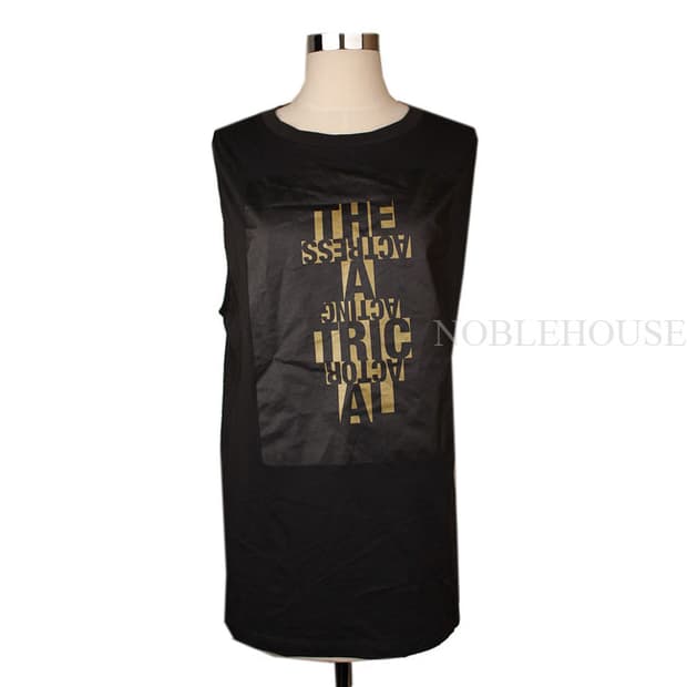 아크네 다크그린 레터링 프린팅 민소매 티셔츠(S)