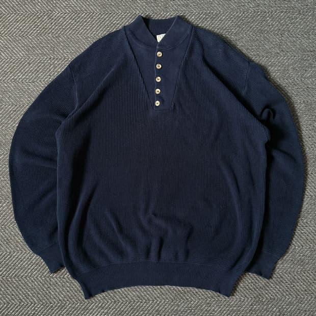 90s USA 엘엘빈 헨리넥 네이비 빈티지 스웨터 (110)