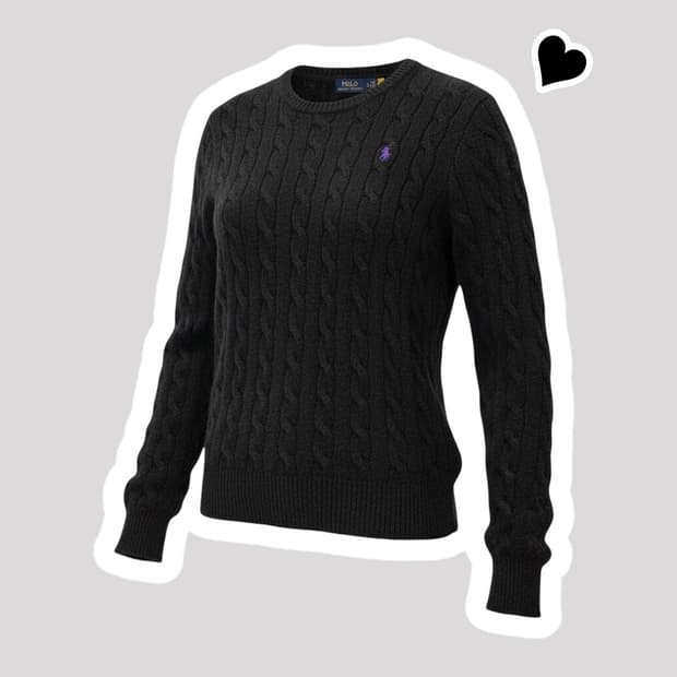 신형 여성 QR라벨 폴로 캐시미어 꽈배기 니트