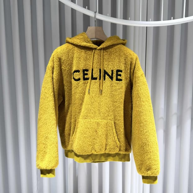 XL / 셀린느 글리터 로고 알파카 후드티셔츠