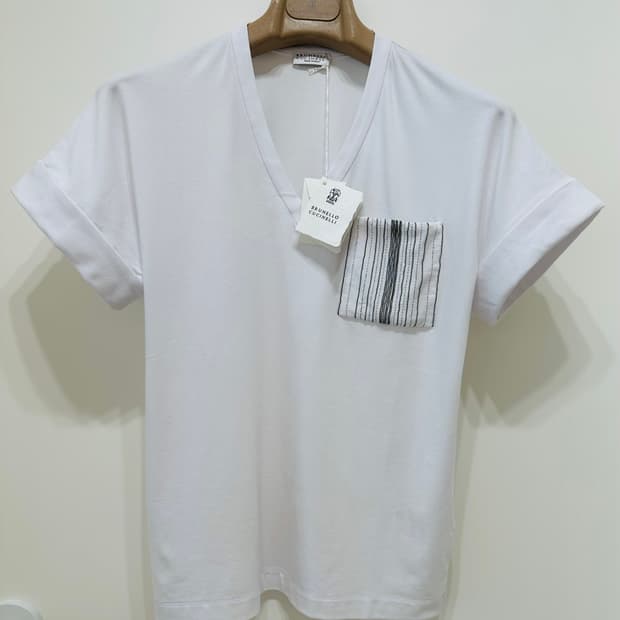 브루넬로 쿠치넬리 새상품 브이넥 숏 슬리브 티셔츠