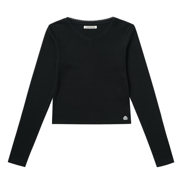 코이세이오 레이스 와플 롱슬리브리스 블랙