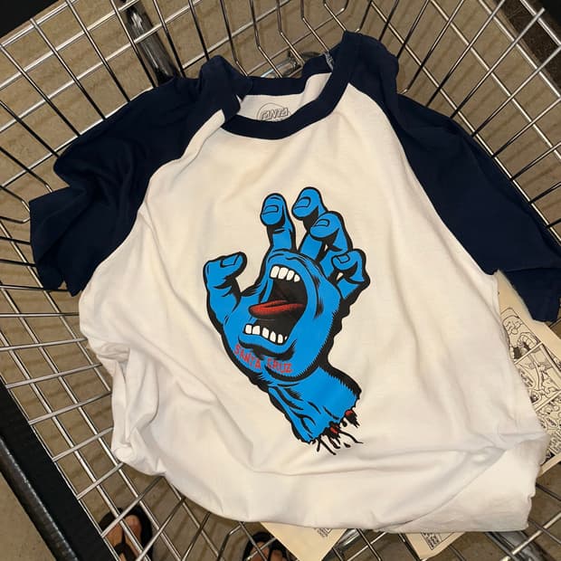 Santa Cruz blue logo raglan T-shirt