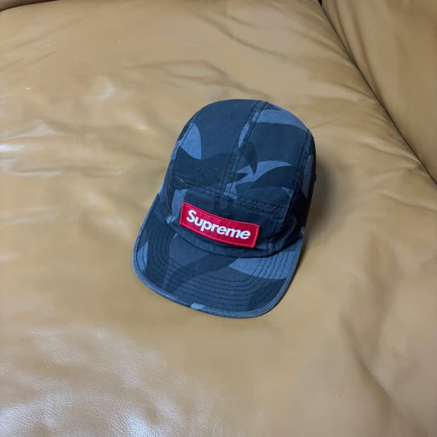 Supreme 슈프림 워시드 카모 네이비 캠프캡 모자 Camo Navy