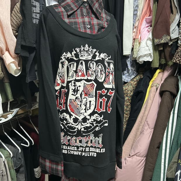 펑크 셔츠레이어드 롱슬리브