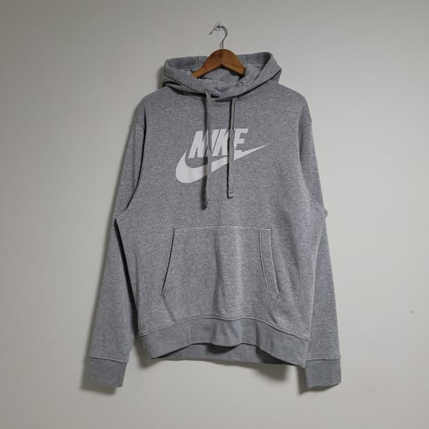 (M) NIKE 나이키 스우시 기모 후드티 그레이