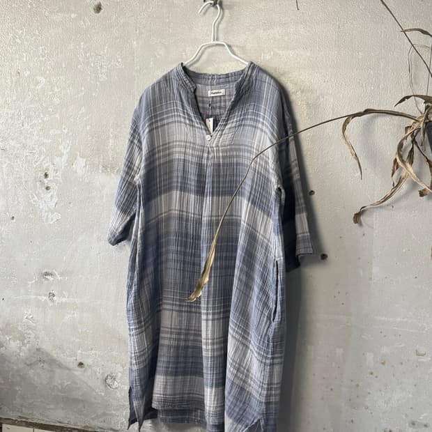 44-55 ) Plantation Crinkled Check Dress