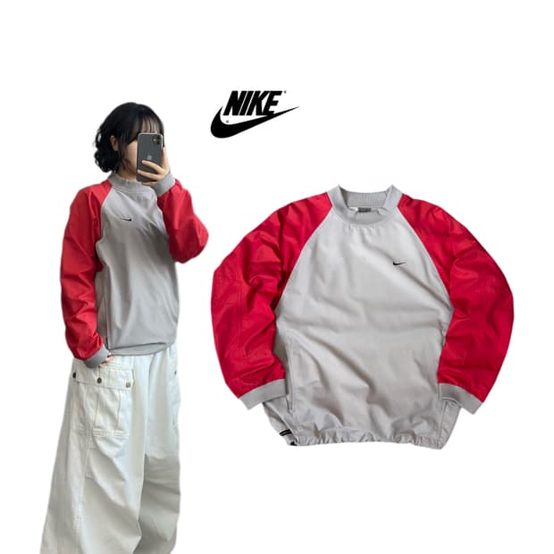 나이키 00s 스우시 회빨 배색 올드스쿨 웜업 바람막이  [Price] 