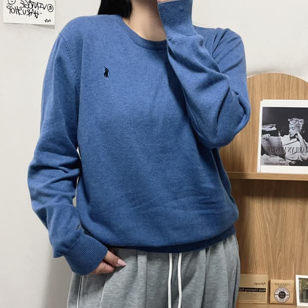 [정품] 폴로 블루 / 네이비포니 라운드 니트 [ M ]