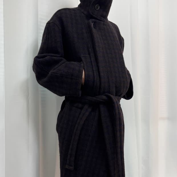 르메르 Wool Check Bathrobe Coat