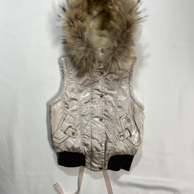 y2k 라쿤 퍼후드 새틴 봄버 베스트