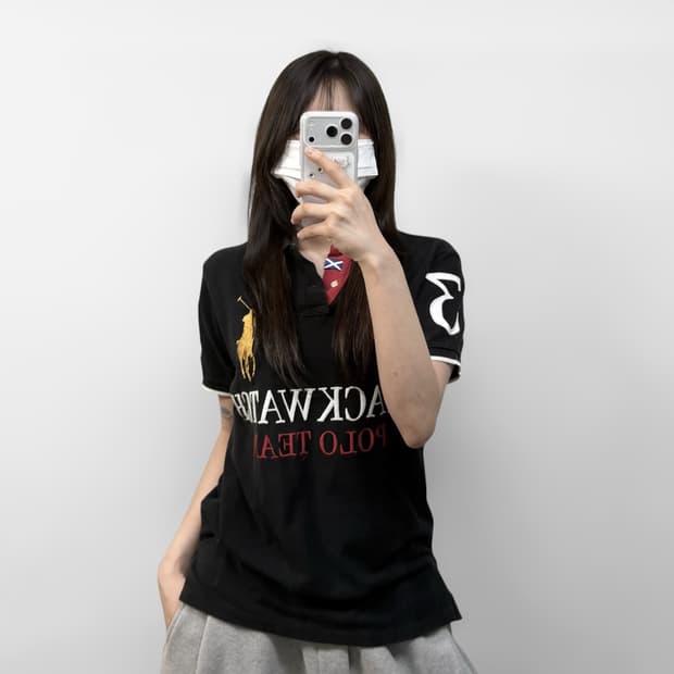 폴로 랄프로렌 블랙와치 빅포니 자수 카라티 블랙