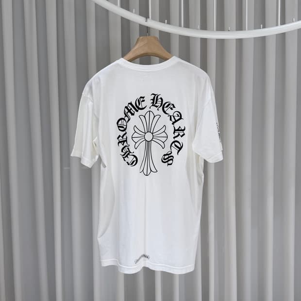 (A급/XL) / 크롬하츠 크로스 십자 프린팅 반팔 티셔츠 화이트